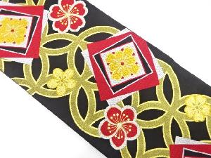 七宝繋ぎに色紙・花模様織出し振袖用袋帯